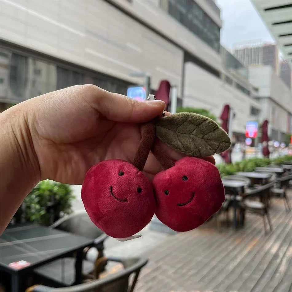 2025 Peach Pear Cherry Plush Doll Smiling Face Fruit Series Home Bedroom Decoration Pet Interactive Toy Birthday Gift