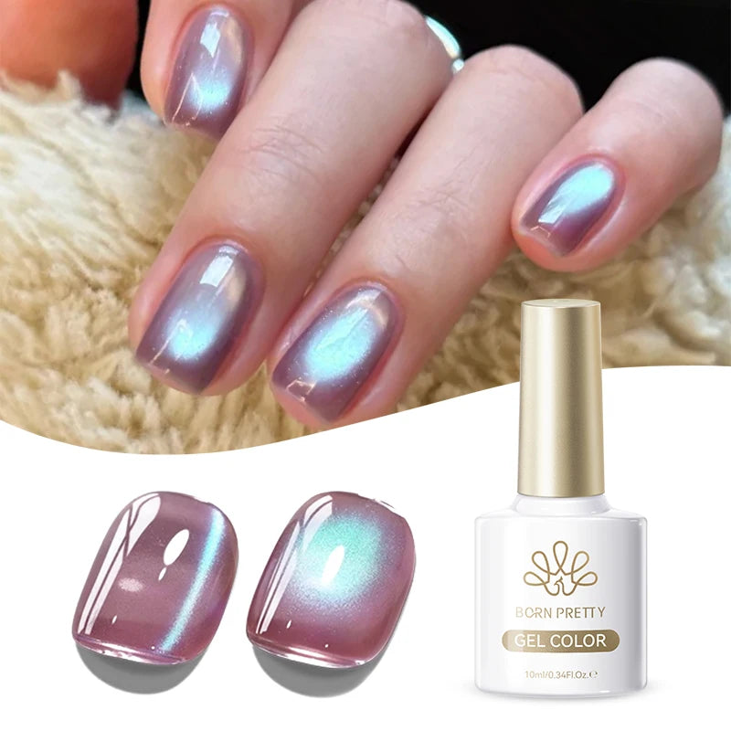 BORN PRETTY 10ml Dark Brown Red Glass Bead Cat Magnetic Gel Nail Polish Semi Permanent Soak Off UV LED Varnish Nail Art Salon