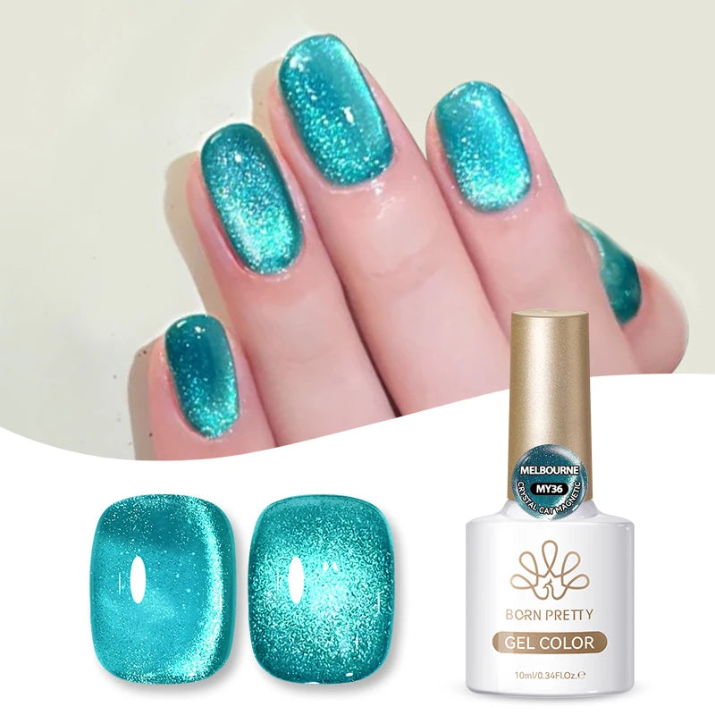 BORN PRETTY 10ml Pink Water Light Cat Magnetic Gel Polish Spaking Glitter UV LED Soak Off Gel Varnish Crystal DIY Manicure