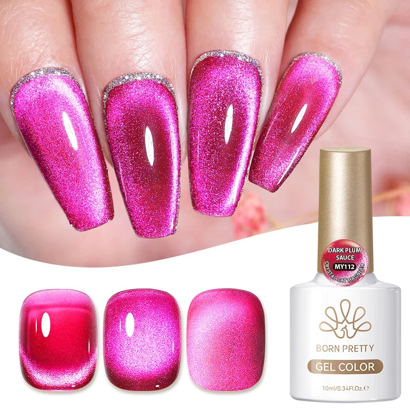 BORN PRETTY 10ml Pink Water Light Cat Magnetic Gel Polish Spaking Glitter UV LED Soak Off Gel Varnish Crystal DIY Manicure