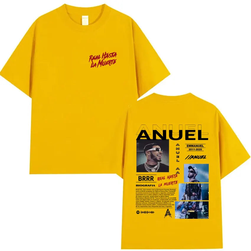 Rapper Anuel AA Music Album Hot Sale Tshirt Men's Clothing Fashion T Shirts Tide Oversized Cotton Sports Cozy Casual Tee Shirts