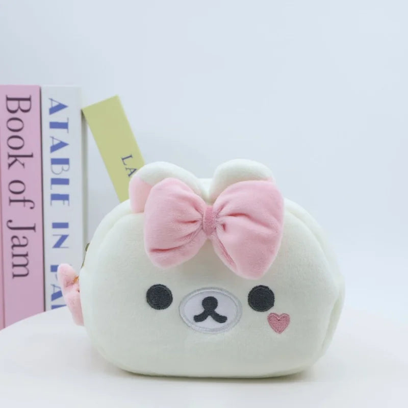 NEW Rilakkuma Girl Bowknot Plush Makeup white Korilakkuma bear Plushes Cosmetic Storage Bag Large Capacity Organizer Handbags