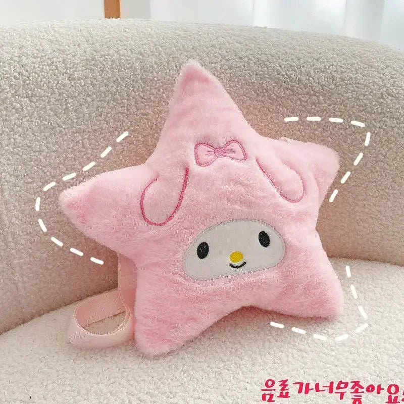 Sanrio Five Pointed Star Plush Bag Cinnamoroll My Melody Kuromi Anime Cartoon Embroidery Accessory Kawaii Storage Bag Girls Gift