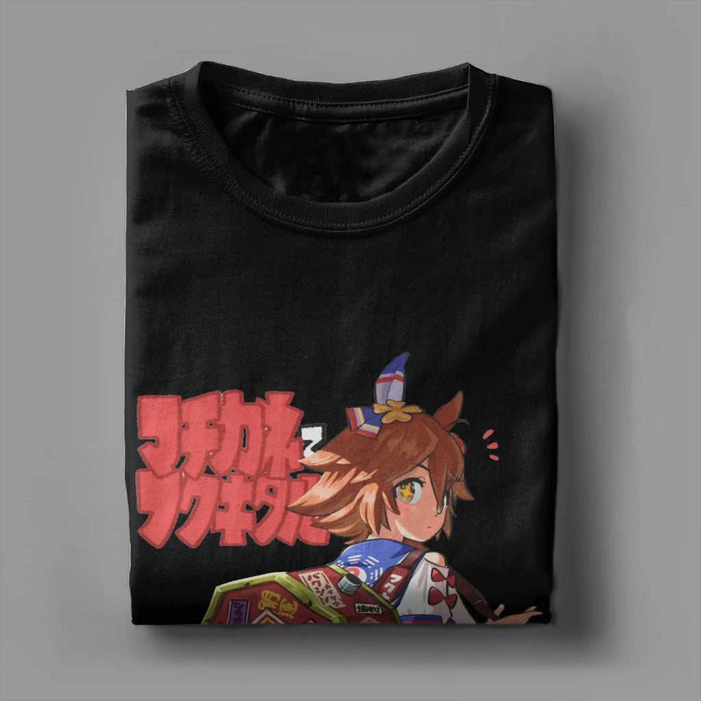 Beach Uma Musume Pretty Derby  Amine Novelty T-Shirts  Pure Cotton Tshirt for Mens Aesthetic Printed Short Sleeve Tees