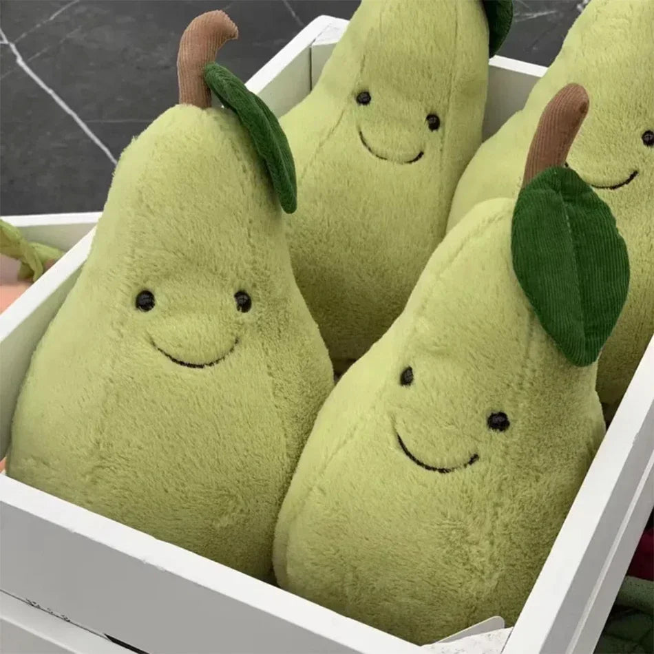 2025 Peach Pear Cherry Plush Doll Smiling Face Fruit Series Home Bedroom Decoration Pet Interactive Toy Birthday Gift