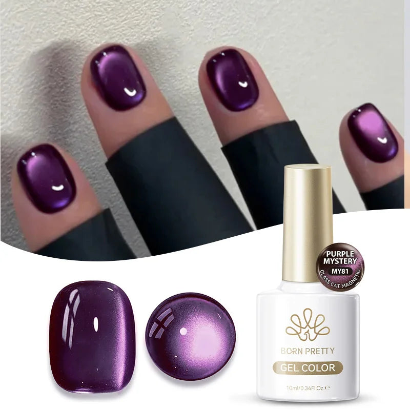 BORN PRETTY 10ml Auroras Glitter Cat Magnetic Gel Nail Polish Jelly Glass Bead Semi Permanent Soak Off UV LED Varnish Manicure
