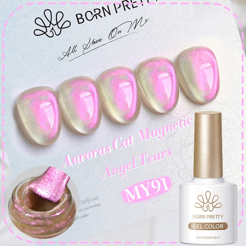 BORN PRETTY 10ml Pink Water Light Cat Magnetic Gel Polish Spaking Glitter UV LED Soak Off Gel Varnish Crystal DIY Manicure