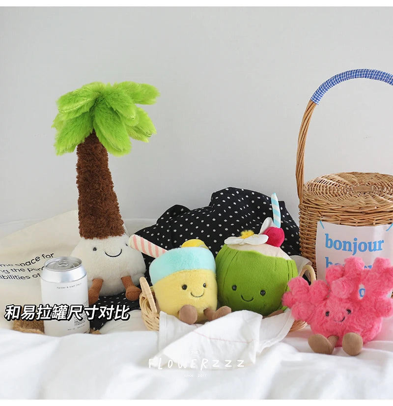 JELLYCAT Lemonade Coconut Plushies Very Soft Palm Tree Red Coral Plush Toy Cartoon Doll Home Decor Xmas Gifts Girl