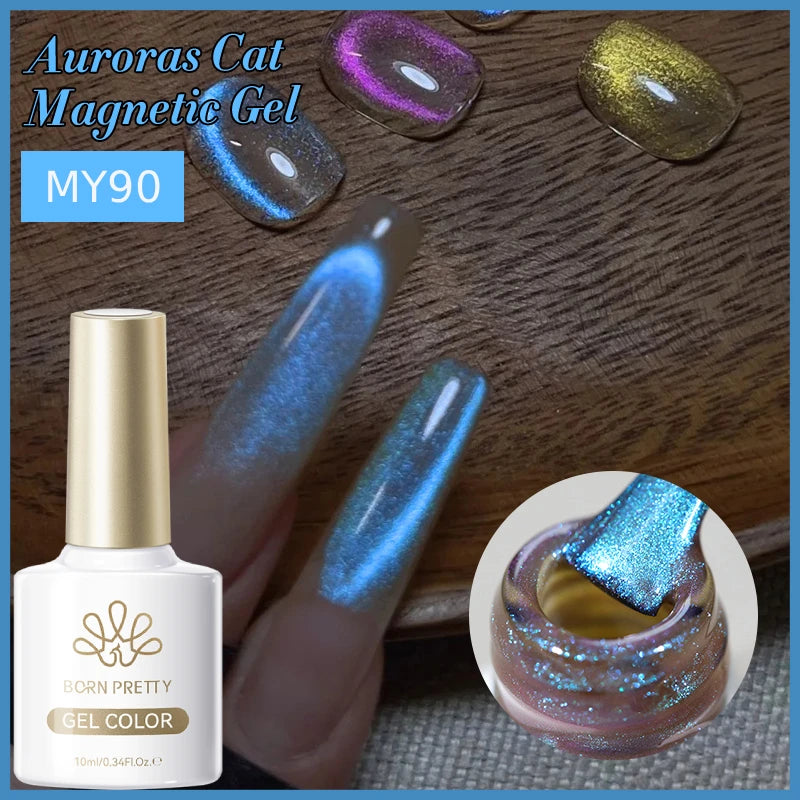 BORN PRETTY 10ml Auroras Glitter Cat Magnetic Gel Nail Polish Jelly Glass Bead Semi Permanent Soak Off UV LED Varnish Manicure