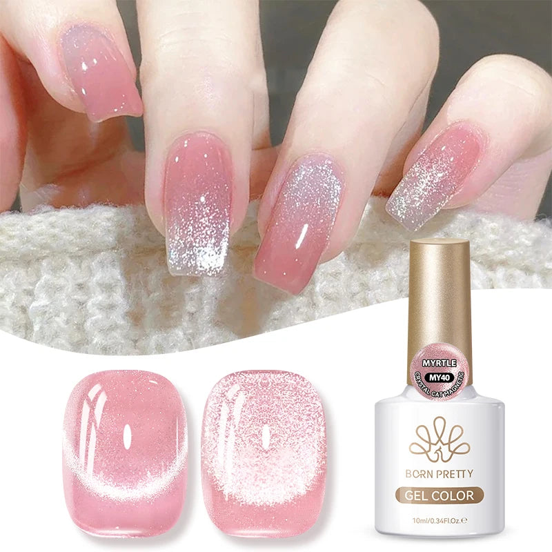 BORN PRETTY 10ml Pink Water Light Cat Magnetic Gel Polish Spaking Glitter UV LED Soak Off Gel Varnish Crystal DIY Manicure