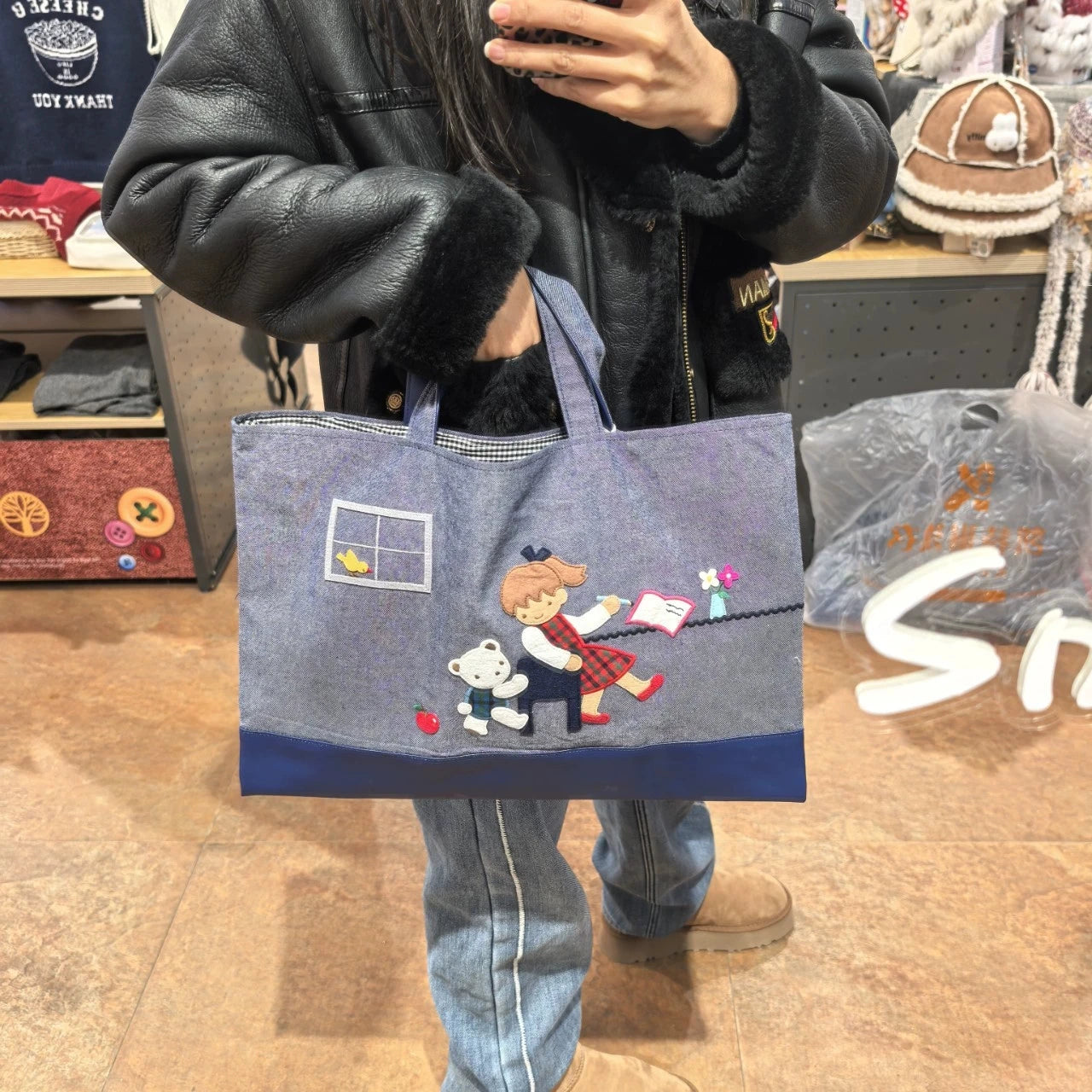 Handbag Girl Rabbit Embroidered Tote Bag 780465/780436 32*43cm 100% Cotton High Quality Shopping Bag