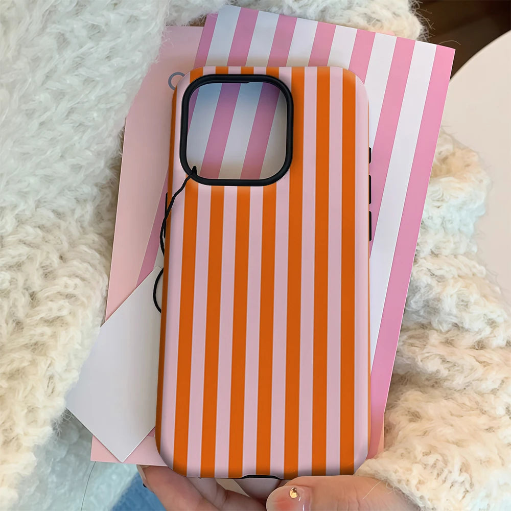 Bold Orange & Pink Stripes IPhone17 Must-Haves Phone Case for IPhone 17 16 15 14 13 12 11 Pro Max Plus Double-layer Back Cover