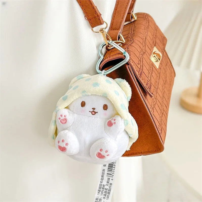 Marumofubiyori Plush Keychain Clip Moppu Bear Kawaii Cute Bag Keychains Mascot Keyring Keyholder Girls Toys