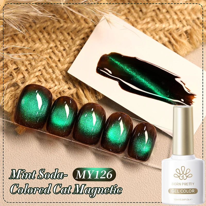 BORN PRETTY 10ml Dark Brown Red Glass Bead Cat Magnetic Gel Nail Polish Semi Permanent Soak Off UV LED Varnish Nail Art Salon