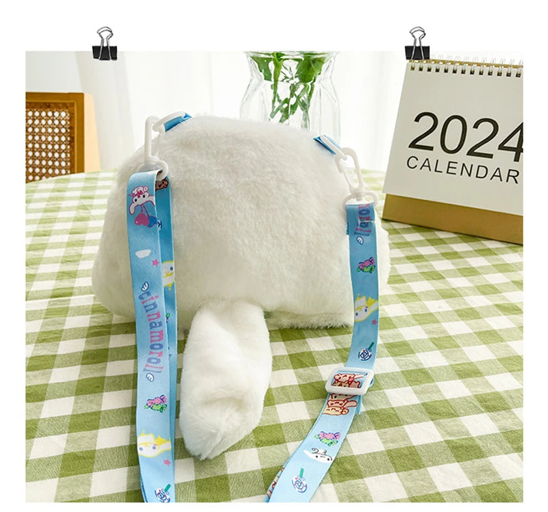 Sanrio Children Stuffed Messenger Bag Cute Cartoon Kuromi Hello Kitty Cinnamoroll Stuffed Single Shoulder Bags Messenger Bags