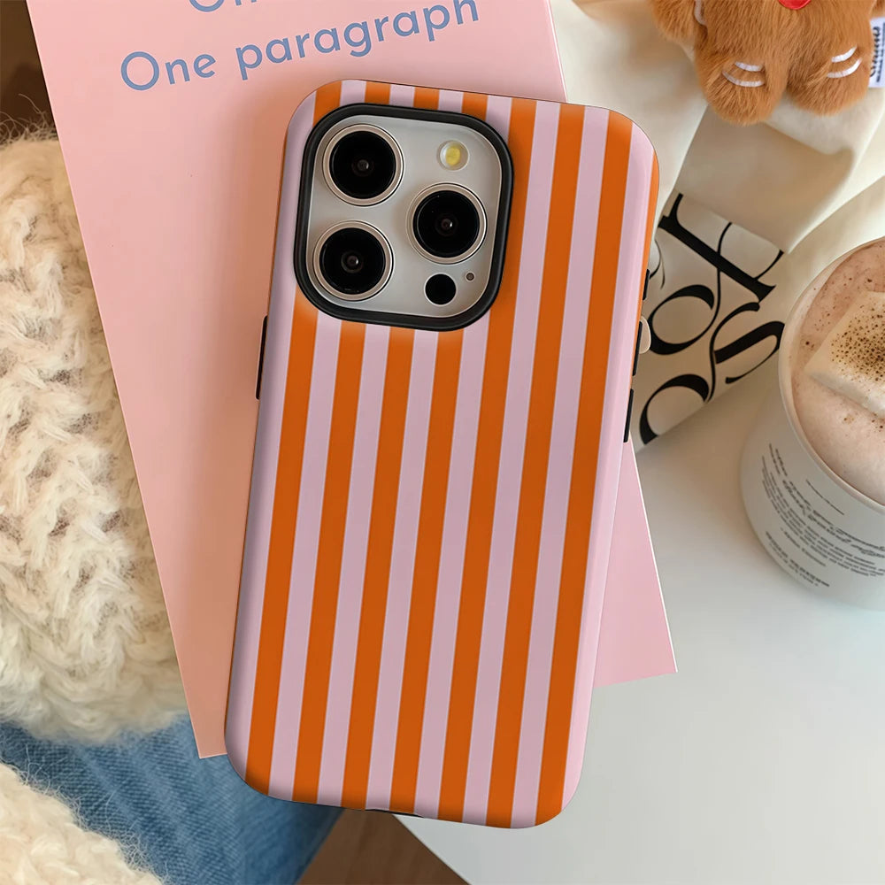 Bold Orange & Pink Stripes IPhone17 Must-Haves Phone Case for IPhone 17 16 15 14 13 12 11 Pro Max Plus Double-layer Back Cover