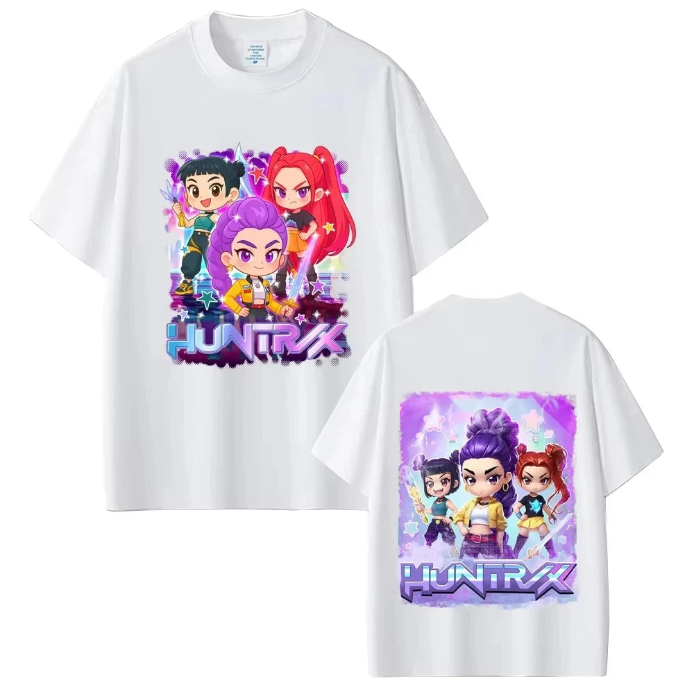 Anime KPop Demon Hunters Saja Boys Print T-shirt Men Women Trend Popular Harajuku O-neck Tshirt Oversized Cotton Casual T Shirts