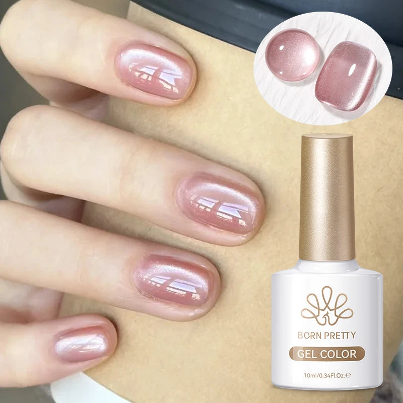 BORN PRETTY 10ml Dark Brown Red Glass Bead Cat Magnetic Gel Nail Polish Semi Permanent Soak Off UV LED Varnish Nail Art Salon