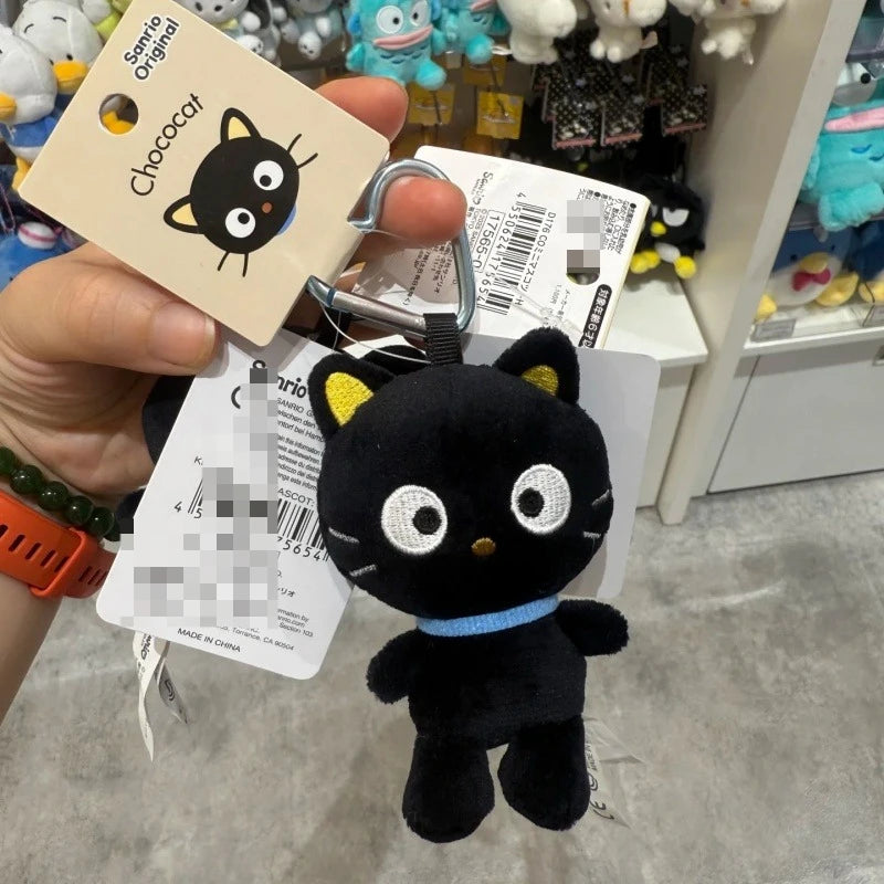 Kawaii Sanrio Choco Plush Doll Keychain Anime cute Black Cat Bag Accessories heart buckle Chococat Stuffed Animals Small Gift