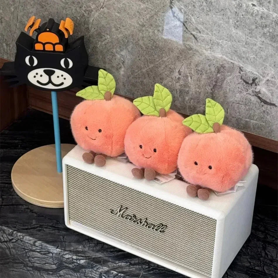 2025 Peach Pear Cherry Plush Doll Smiling Face Fruit Series Home Bedroom Decoration Pet Interactive Toy Birthday Gift