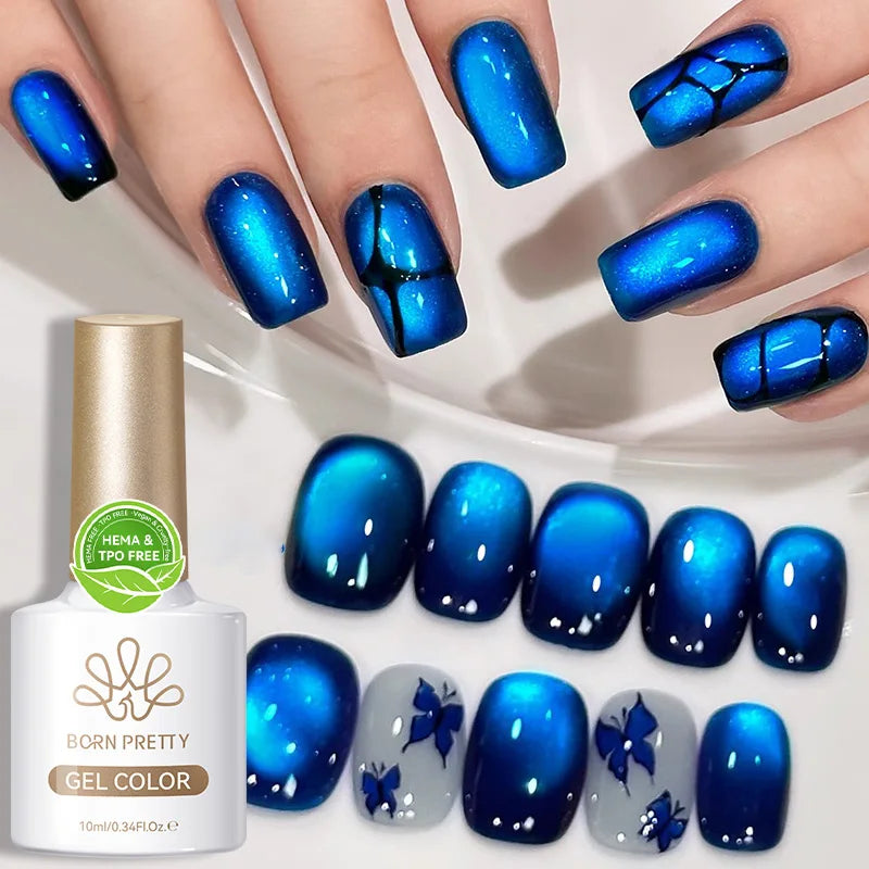 BORN PRETTY HEMA TPO FREE 10ml Rhine Lake Blue Cat Magnetic Gel Polish Semi  Permanent Soak Off UV Gel Nail Art Varnish Manicure