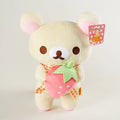 White Rilakkuma Plush Cute Animal Strawberry Cute Bear Stuffed Doll Kuma Plushies Kawaii Room Deocr Toys Xmas Gift for Kids