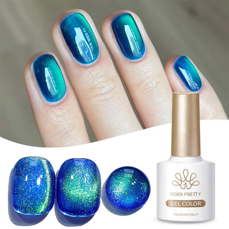 BORN PRETTY 10ml Auroras Glitter Cat Magnetic Gel Nail Polish Jelly Glass Bead Semi Permanent Soak Off UV LED Varnish Manicure
