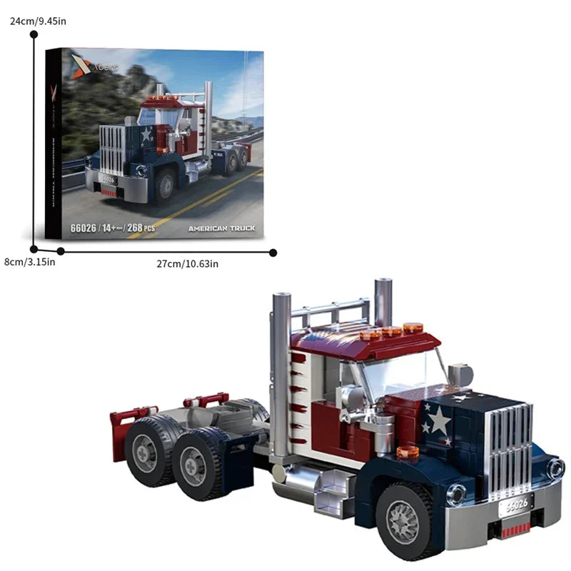 European&American Truck Head Building Blocks MOC Connectable Container Trailer Model Bricks Educational Toys For kids Gifts