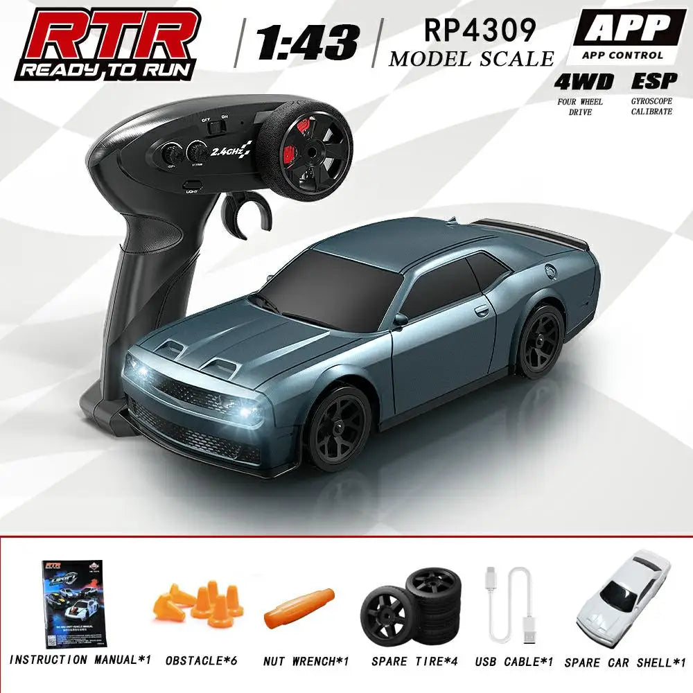 HBToys 1:43 Scale RC Car Simulation Racing Model Dual-Body Dual-Tire Version 2.4G 4WD ESP Gyro Drift Car for Toy Hobbies