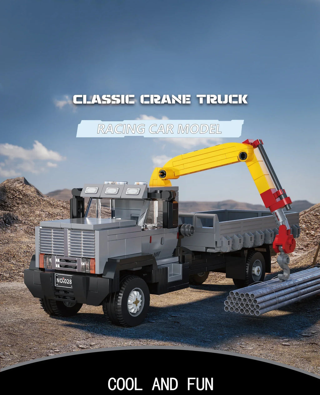 349PCS Crane Truck Truck-Mounted Crane MOC Building Blocks Engineering Vehicle Truck Transport Car Model Bricks Toys Gifts 66023