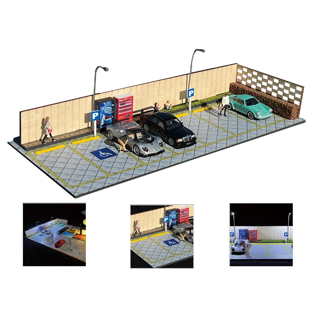 GFans NEW 1:64 Scale Diorama Car Garage Model Parking Lot for Display Gifts Scene Collection Display Car Assembly Scenes Toy