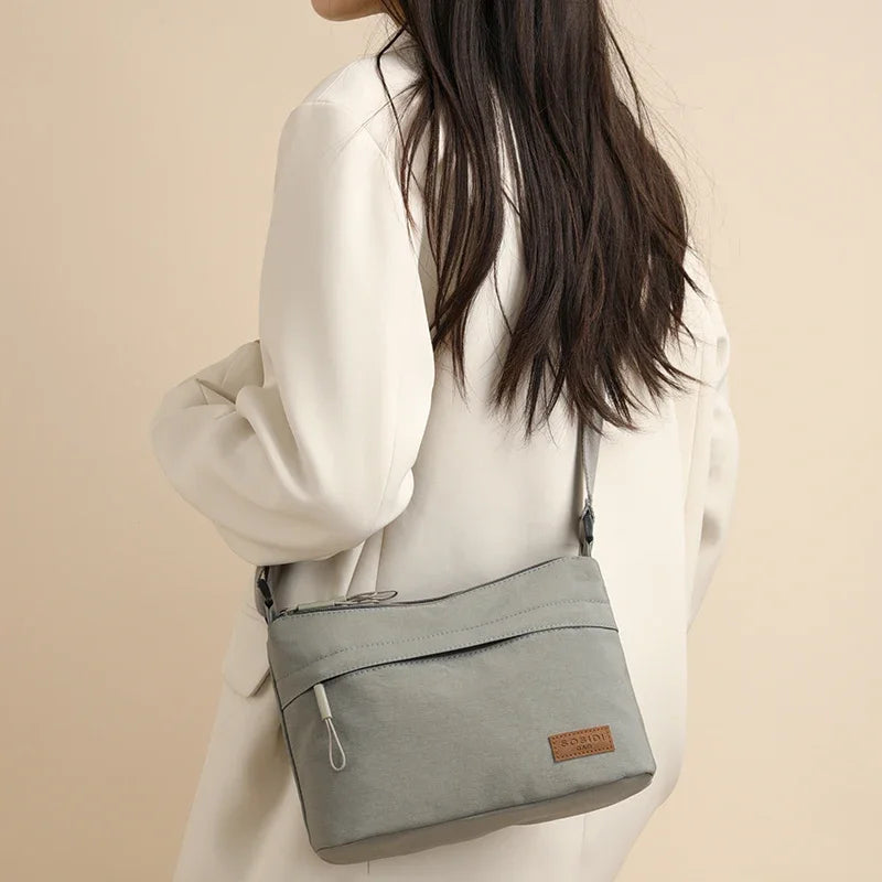 3 Main Pockets High Capacity Shoulder Crossbody Bag for Women Multi-pocket Purse Canvas Handbag Suitable for Mothers Shopping