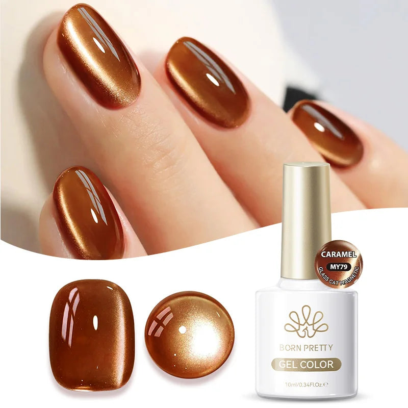 BORN PRETTY 10ml Dark Brown Red Glass Bead Cat Magnetic Gel Nail Polish Semi Permanent Soak Off UV LED Varnish Nail Art Salon
