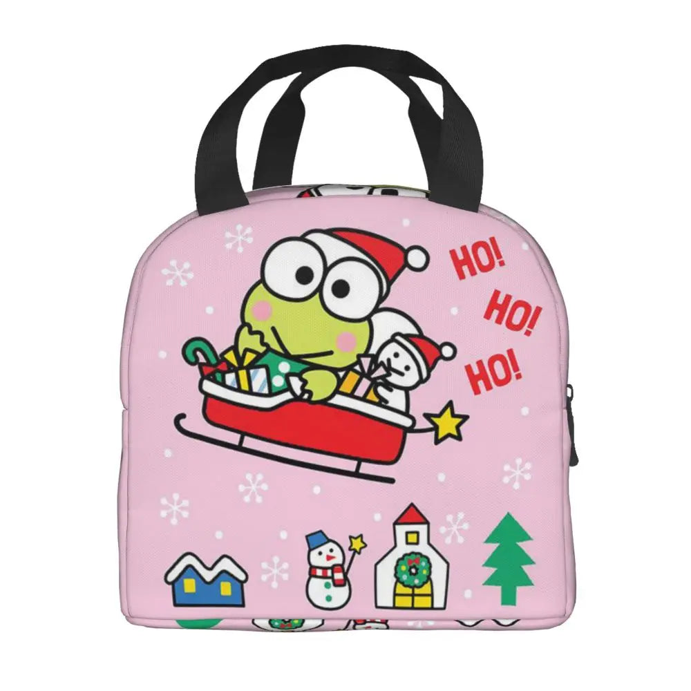 Custom Keroppi Big-eyed Frog Insulated Lunch Tote Bag for Women Portable Thermal Cooler Bento Box School