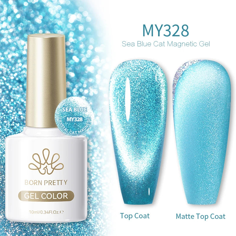 BORN PRETTY 10ml Auroras Glitter Cat Magnetic Gel Nail Polish Jelly Glass Bead Semi Permanent Soak Off UV LED Varnish Manicure