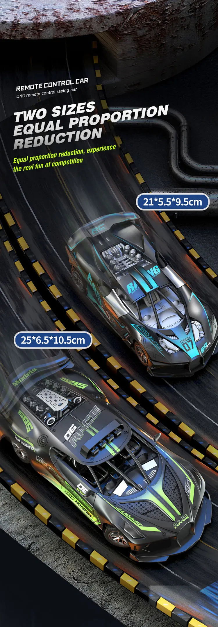 4WD RC Sports Car High Speed Remote Control Mini Scale Model Vehicle Electric Drift Racing Car Toys for Boys Kids Back to School
