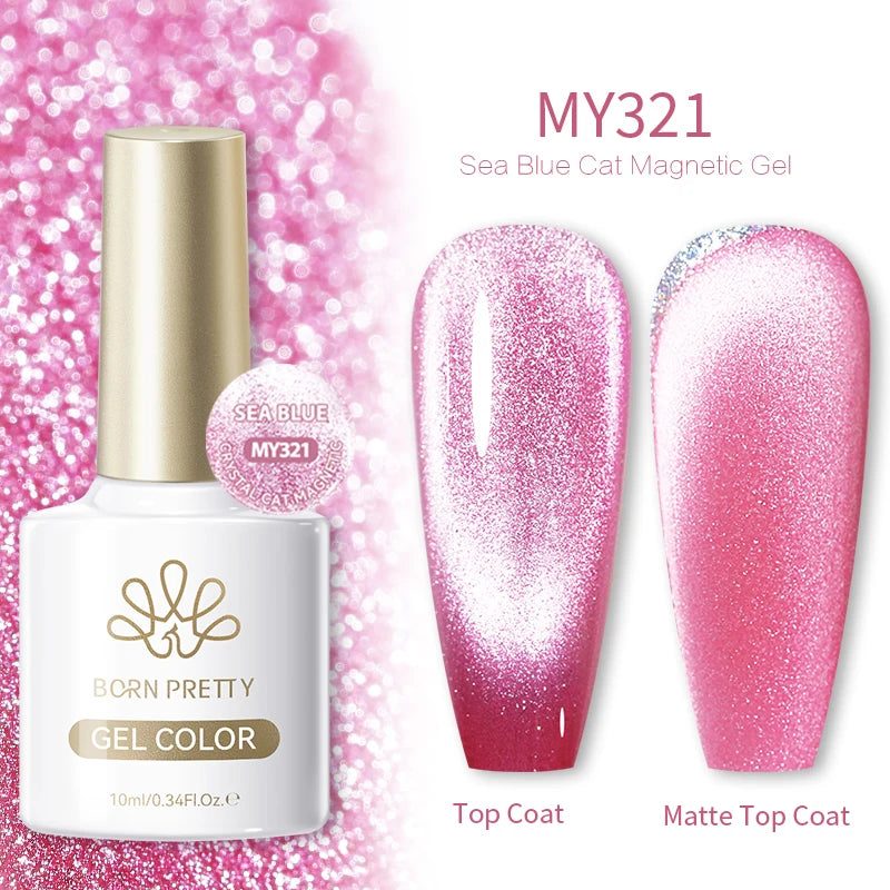 BORN PRETTY 10ml Dark Brown Red Glass Bead Cat Magnetic Gel Nail Polish Semi Permanent Soak Off UV LED Varnish Nail Art Salon