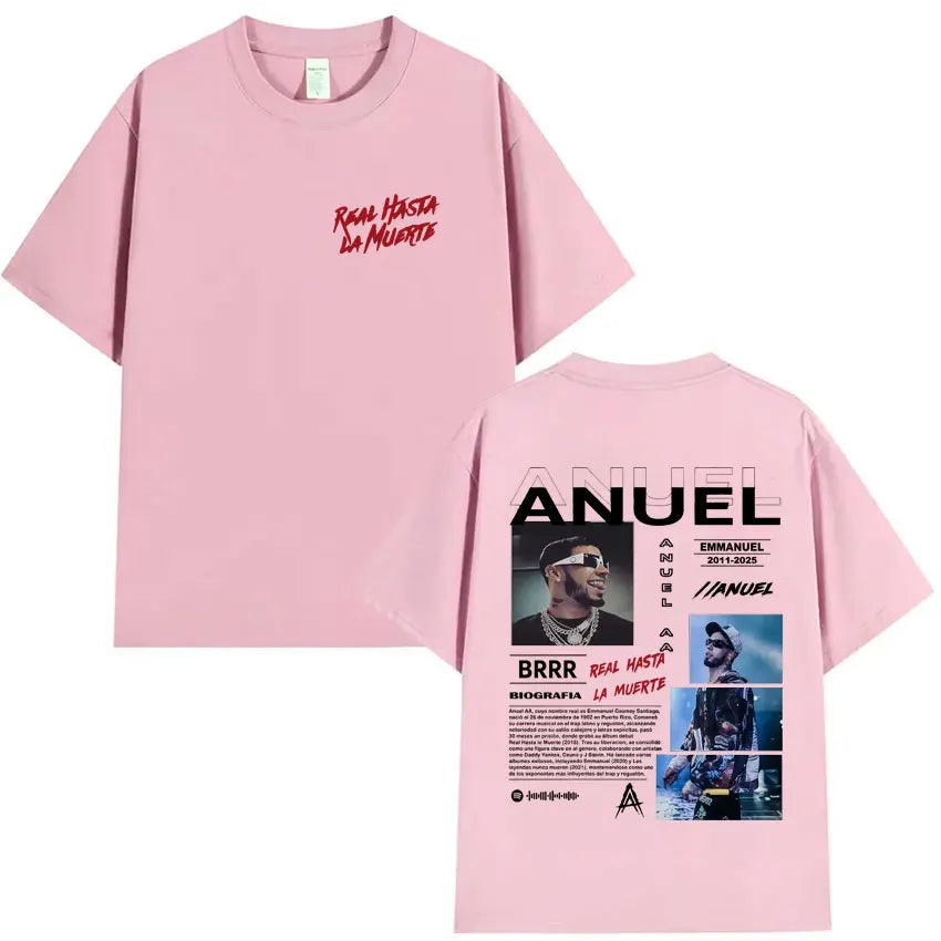 Rapper Anuel AA Music Album Hot Sale Tshirt Men's Clothing Fashion T Shirts Tide Oversized Cotton Sports Cozy Casual Tee Shirts