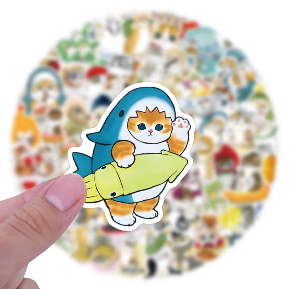 10/30/55/110PCS Kawaii Mofusand Stickers Cartoon Cute Cat Graffiti Decals Kids Toy Gift DIY Scrapbook Guitar Laptop Phone Case