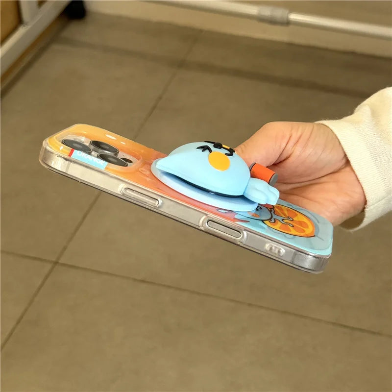 Funny Cute Orange Juice Magnetic Phone Case For iPhone 16 Pro 14 15 Pro Max Cover with Magsafe Stand Holder Kawaii Cases 16 Capa