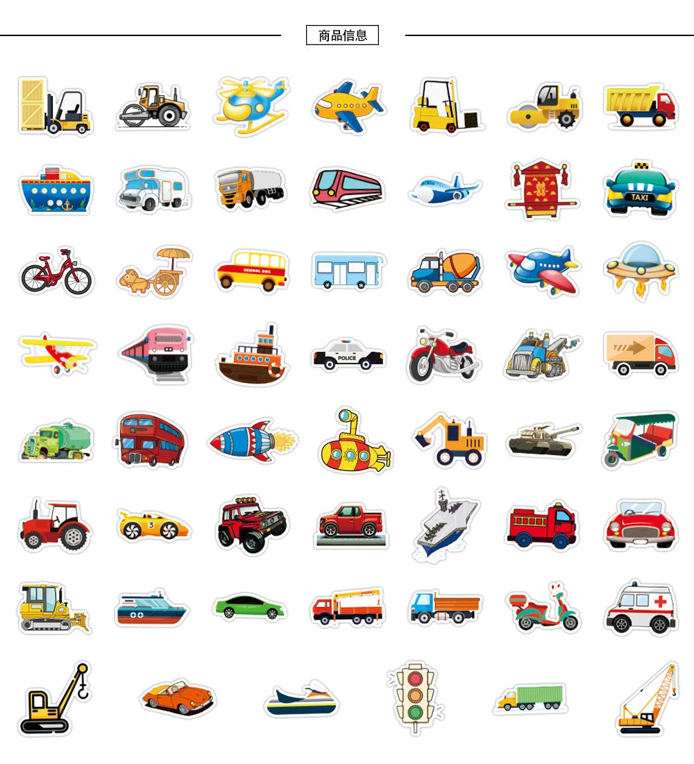 10/30/50/100Pcs Children's Truck Car Stickers For Suitcase Skateboard Laptop Luggage Fridge Phone Car Styling Sticker