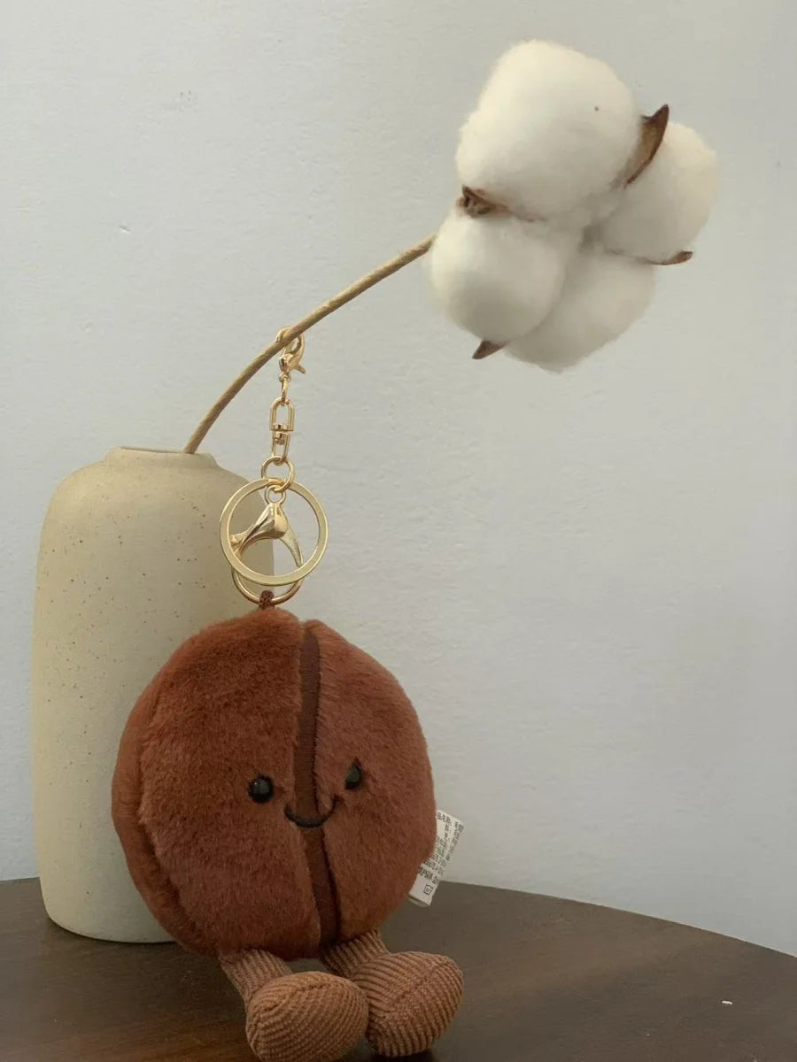 Jellycat 13cm Coffee Bean Plushies Cartoon Stuffed Smiling Coffee Bean Doll Cute Key Chain Soft Food Doll Xmas Gifts Girl