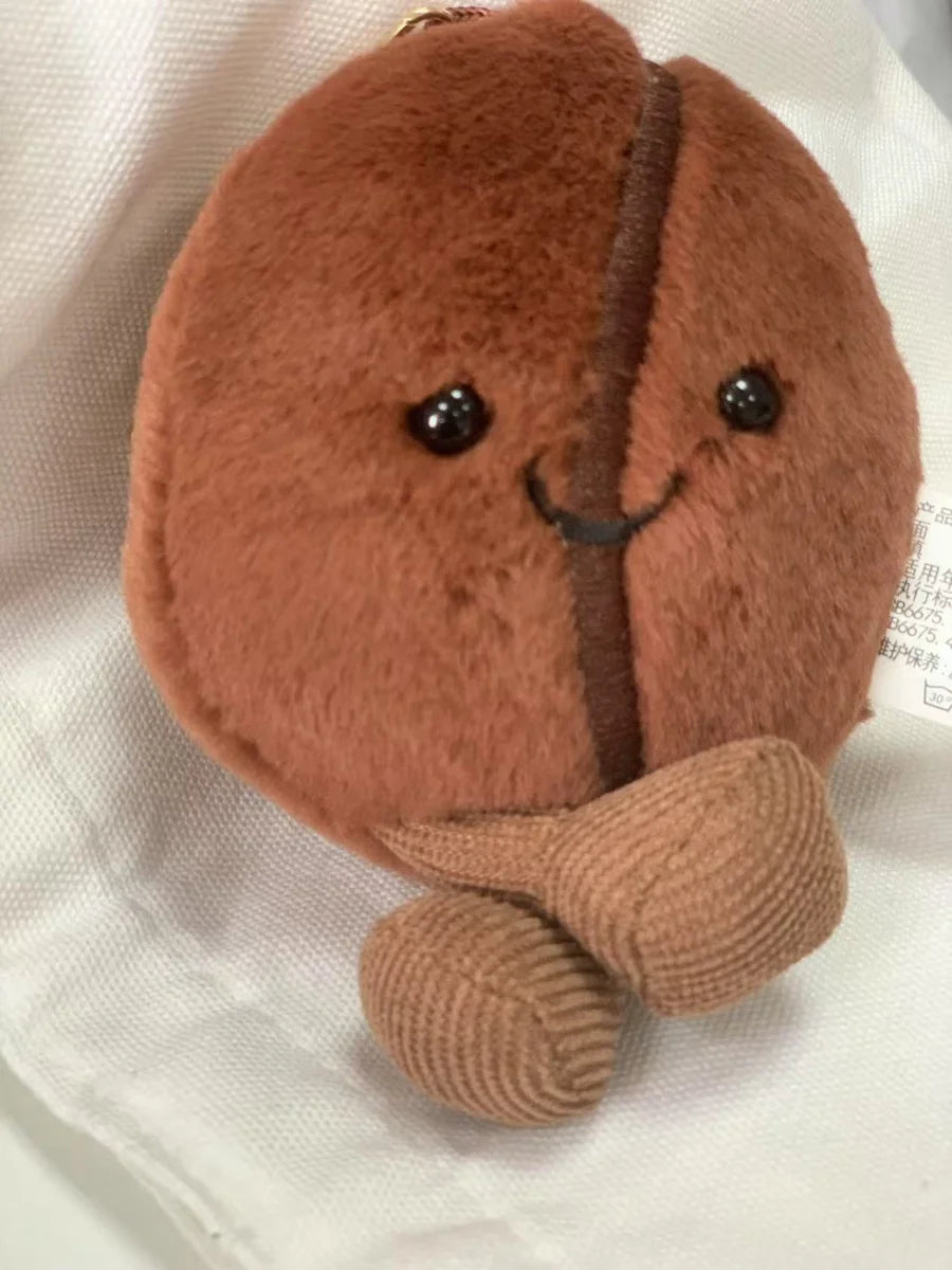Jellycat 13cm Coffee Bean Plushies Cartoon Stuffed Smiling Coffee Bean Doll Cute Key Chain Soft Food Doll Xmas Gifts Girl
