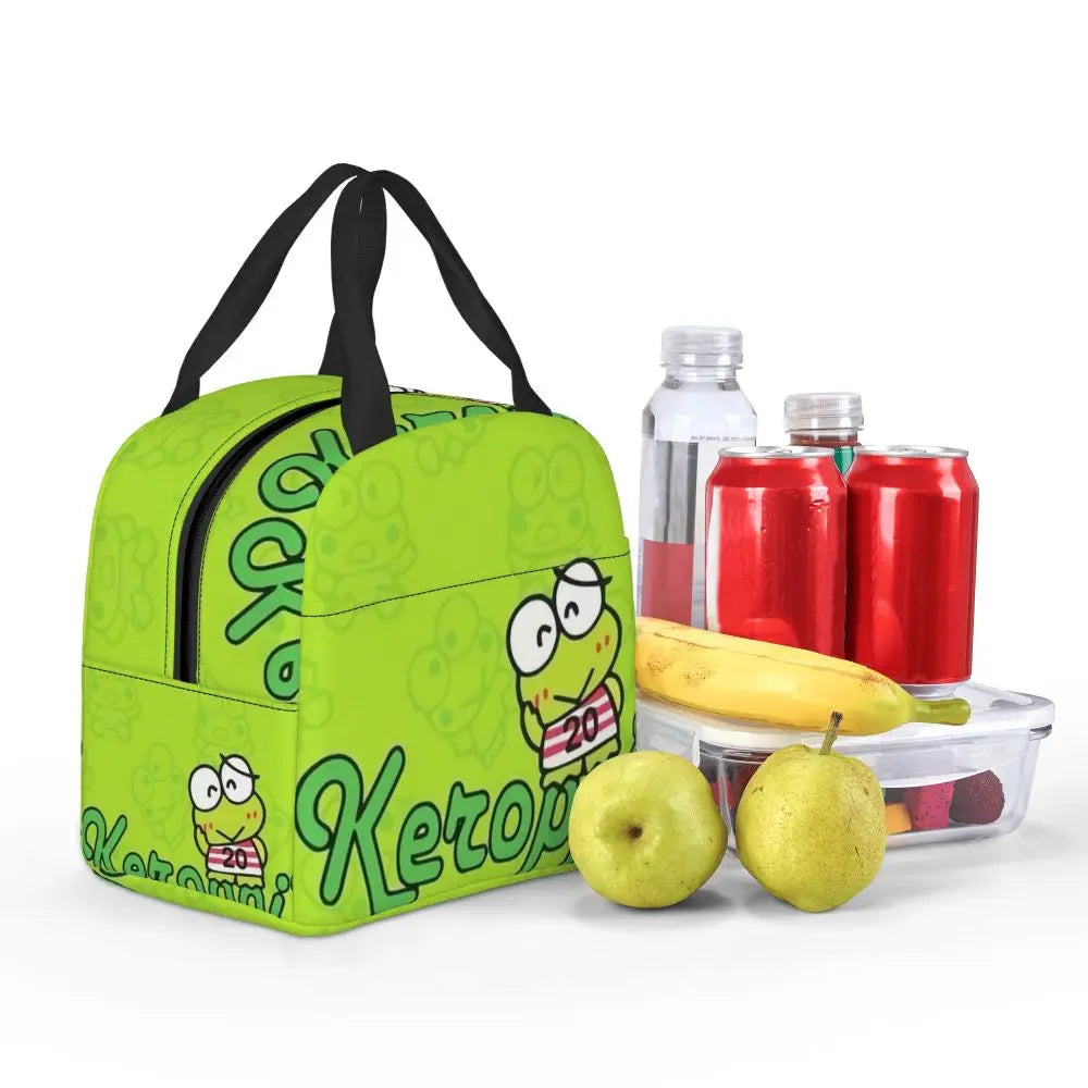 Custom Keroppi Big-eyed Frog Insulated Lunch Tote Bag for Women Portable Thermal Cooler Bento Box School
