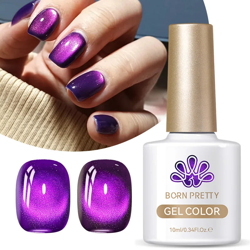 BORN PRETTY 10ml Dark Brown Red Glass Bead Cat Magnetic Gel Nail Polish Semi Permanent Soak Off UV LED Varnish Nail Art Salon