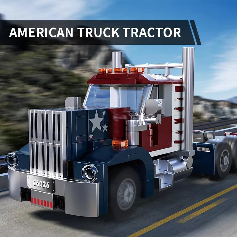 European&American Truck Head Building Blocks MOC Connectable Container Trailer Model Bricks Educational Toys For kids Gifts