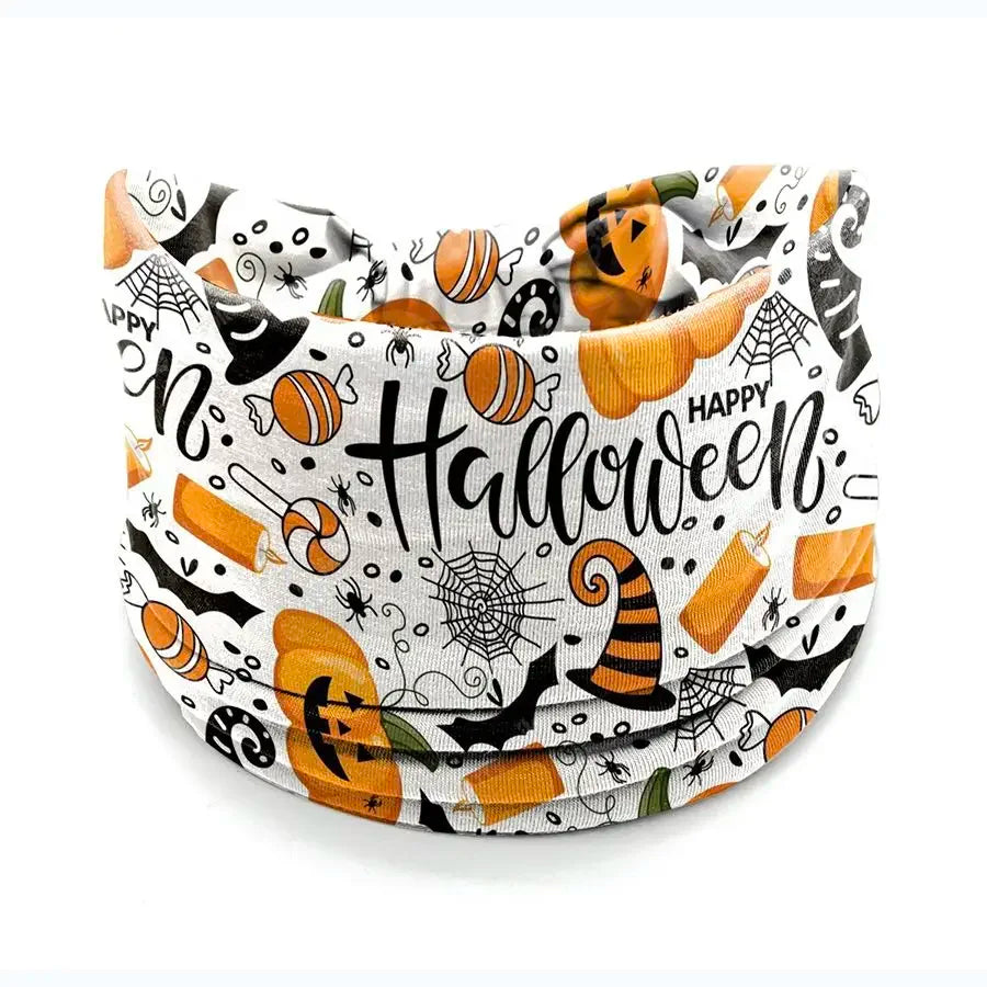 Halloween Headbands For Women Wide Turban Dress Up Costume Headwraps Pumpkin Spider Web Bad Skeleton Hair Band