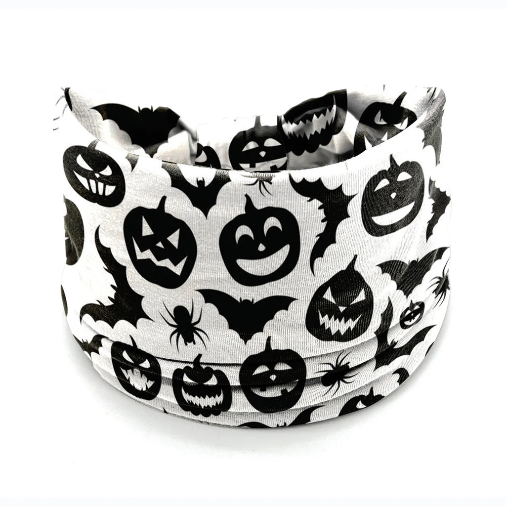 Halloween Headbands For Women Wide Turban Dress Up Costume Headwraps Pumpkin Spider Web Bad Skeleton Hair Band