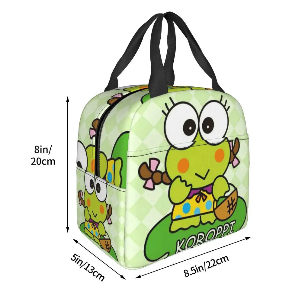 Custom Keroppi Big-eyed Frog Insulated Lunch Tote Bag for Women Portable Thermal Cooler Bento Box School