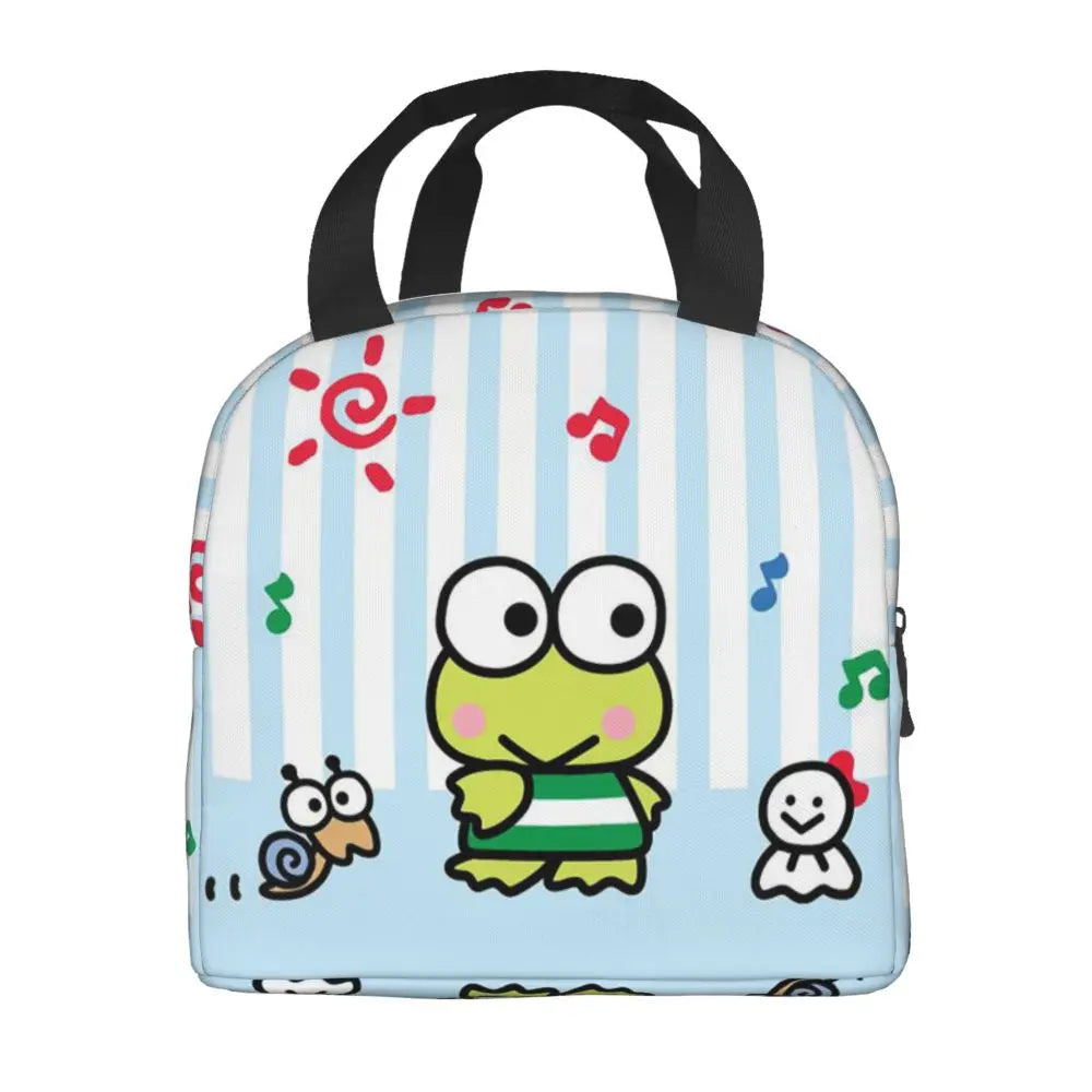 Custom Keroppi Big-eyed Frog Insulated Lunch Tote Bag for Women Portable Thermal Cooler Bento Box School